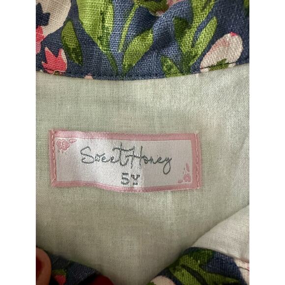 NEW SweetHoney Sleeveless Linen Molly Dress Parade Floral Blue Green Pink Spring - Picture 8 of 9